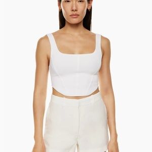 Aritzia sculpt knit bustier top, white, size small